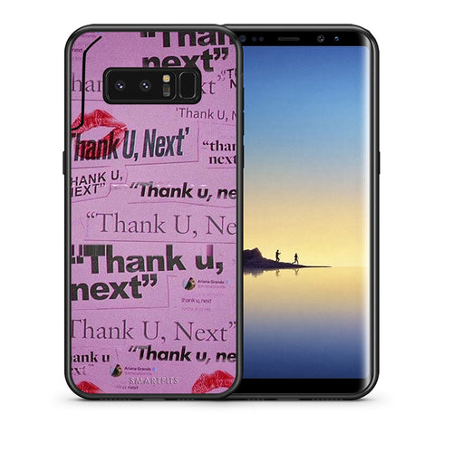 Θήκη Αγίου Βαλεντίνου Samsung Note 8 Thank You Next από τη Smartfits με σχέδιο στο πίσω μέρος και μαύρο περίβλημα | Samsung Note 8 Thank You Next case with colorful back and black bezels