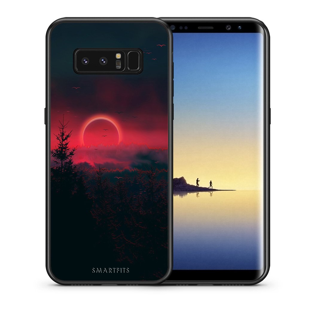 Θήκη Samsung Note 8 Sunset Tropic από τη Smartfits με σχέδιο στο πίσω μέρος και μαύρο περίβλημα | Samsung Note 8 Sunset Tropic case with colorful back and black bezels