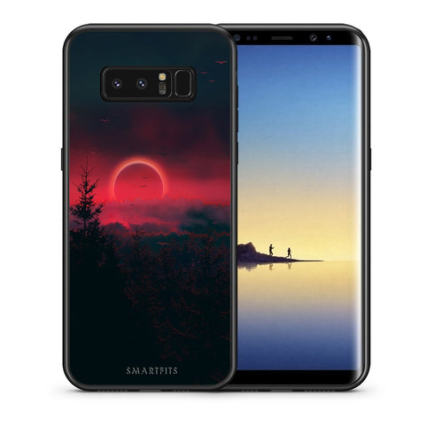 Θήκη Samsung Note 8 Sunset Tropic από τη Smartfits με σχέδιο στο πίσω μέρος και μαύρο περίβλημα | Samsung Note 8 Sunset Tropic case with colorful back and black bezels