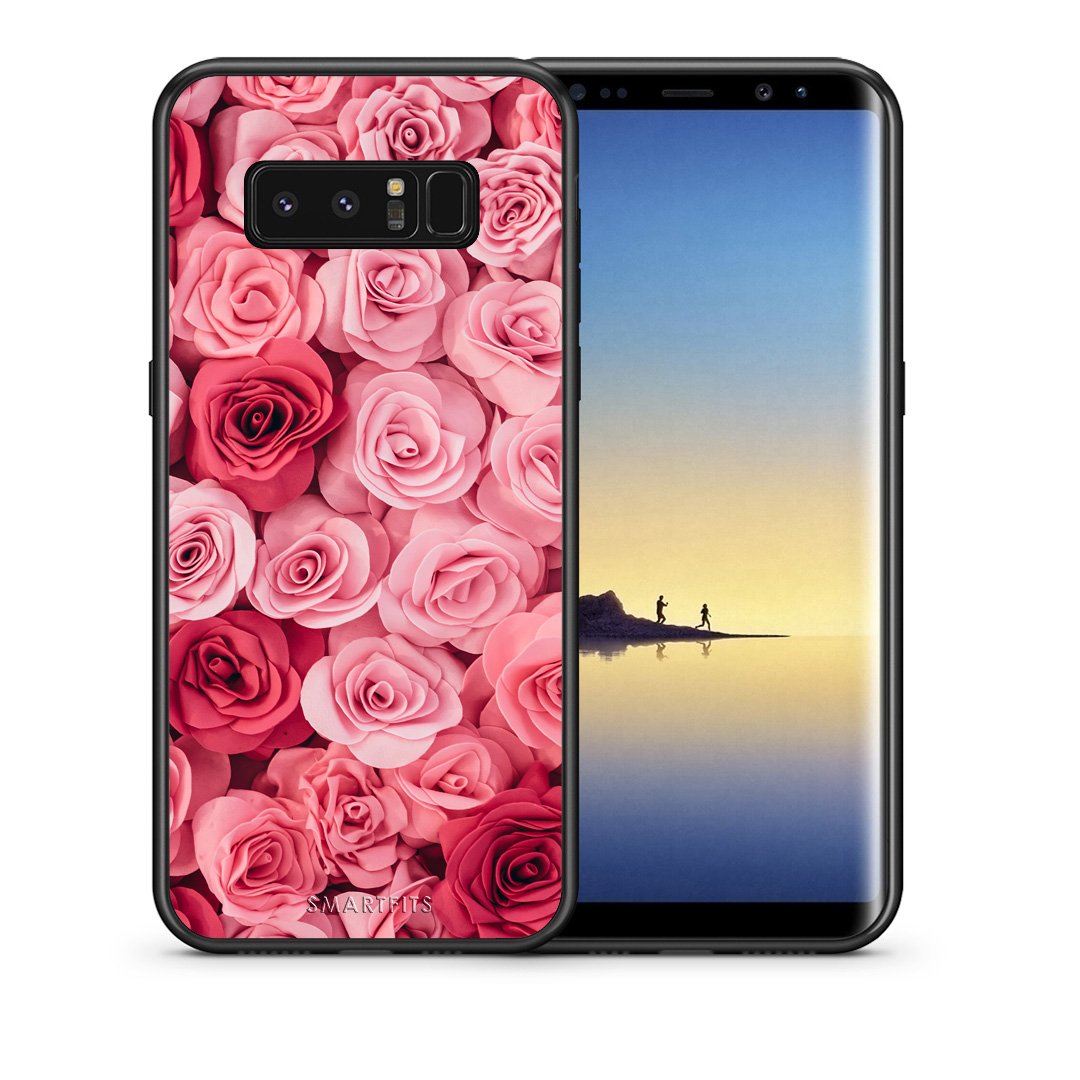 Θήκη Samsung Note 8 RoseGarden Valentine από τη Smartfits με σχέδιο στο πίσω μέρος και μαύρο περίβλημα | Samsung Note 8 RoseGarden Valentine case with colorful back and black bezels