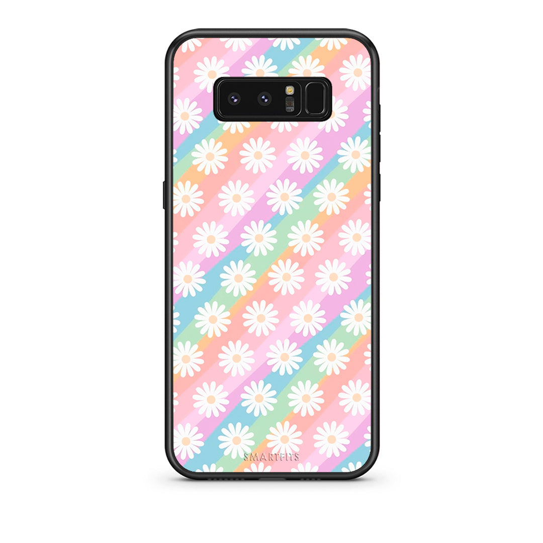 samsung note 8 White Daisies θήκη από τη Smartfits με σχέδιο στο πίσω μέρος και μαύρο περίβλημα | Smartphone case with colorful back and black bezels by Smartfits