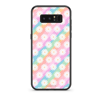 samsung note 8 White Daisies θήκη από τη Smartfits με σχέδιο στο πίσω μέρος και μαύρο περίβλημα | Smartphone case with colorful back and black bezels by Smartfits