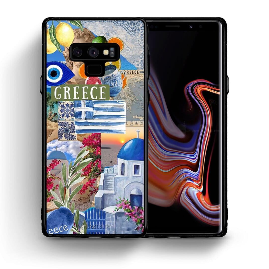 Θήκη Samsung Note 9 All Greek από τη Smartfits με σχέδιο στο πίσω μέρος και μαύρο περίβλημα | Samsung Note 9 All Greek case with colorful back and black bezels