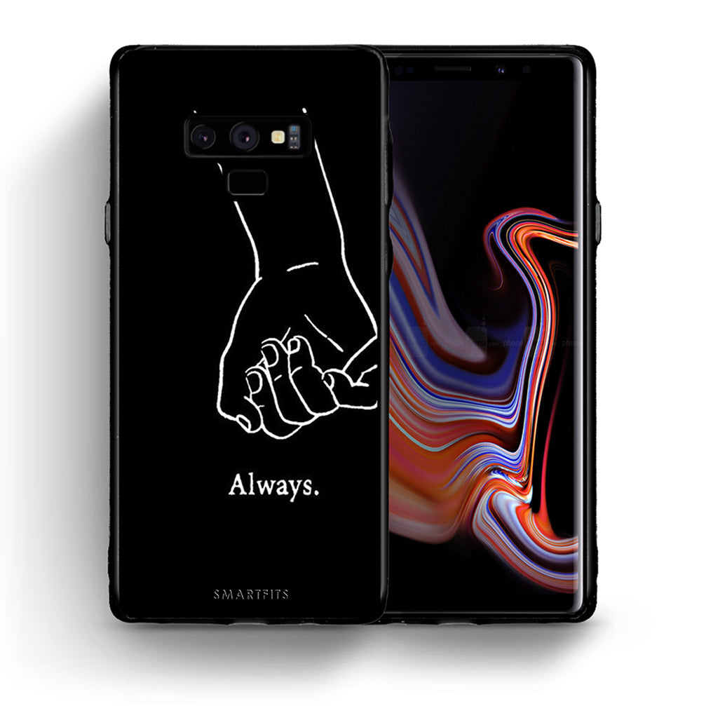 Θήκη Αγίου Βαλεντίνου Samsung Note 9 Always & Forever 1 από τη Smartfits με σχέδιο στο πίσω μέρος και μαύρο περίβλημα | Samsung Note 9 Always & Forever 1 case with colorful back and black bezels