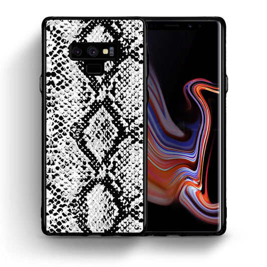 Θήκη Samsung Note 9 White Snake Animal από τη Smartfits με σχέδιο στο πίσω μέρος και μαύρο περίβλημα | Samsung Note 9 White Snake Animal case with colorful back and black bezels