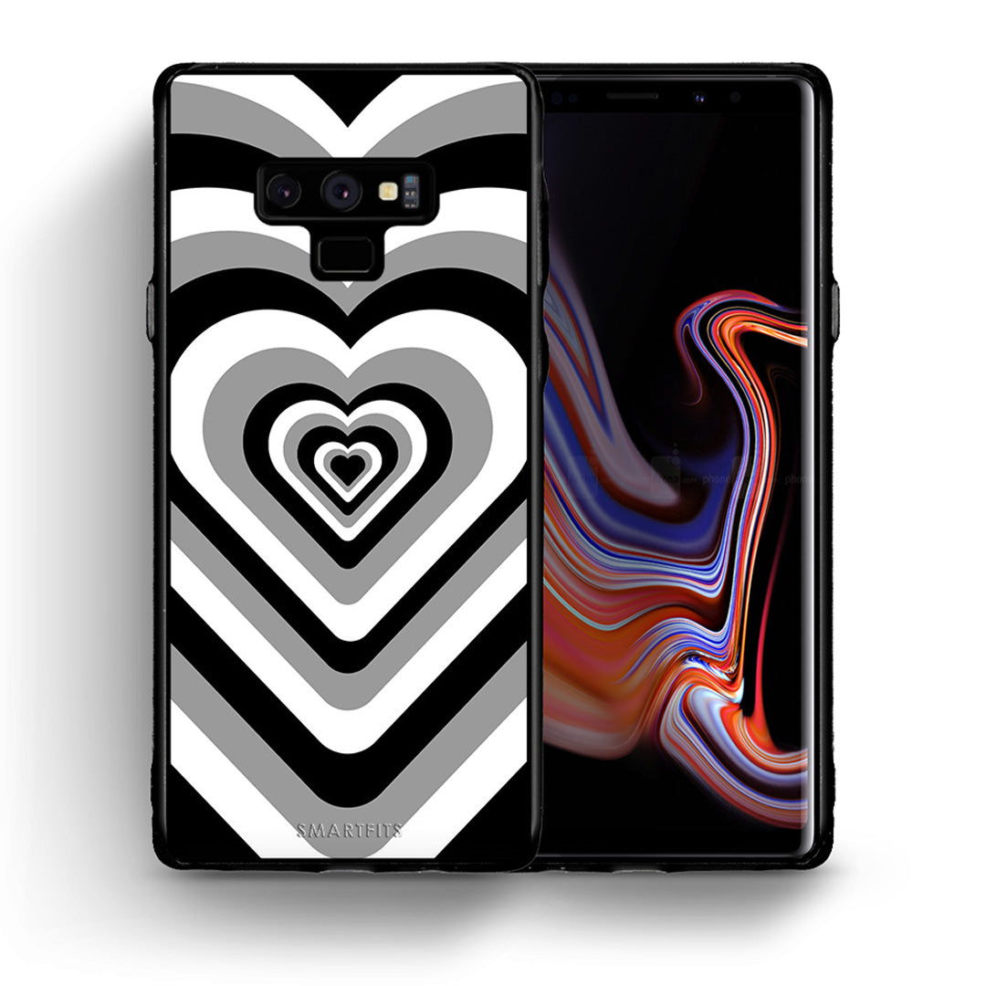 Θήκη Samsung Note 9 Black Hearts από τη Smartfits με σχέδιο στο πίσω μέρος και μαύρο περίβλημα | Samsung Note 9 Black Hearts case with colorful back and black bezels