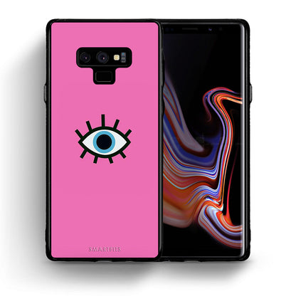 Θήκη Samsung Note 9 Blue Eye Pink από τη Smartfits με σχέδιο στο πίσω μέρος και μαύρο περίβλημα | Samsung Note 9 Blue Eye Pink case with colorful back and black bezels