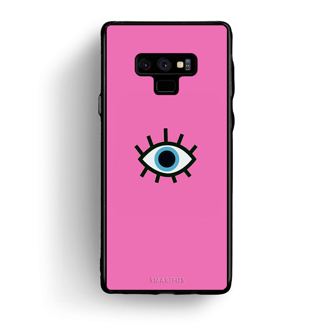 samsung note 9 Blue Eye Pink θήκη από τη Smartfits με σχέδιο στο πίσω μέρος και μαύρο περίβλημα | Smartphone case with colorful back and black bezels by Smartfits