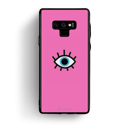samsung note 9 Blue Eye Pink θήκη από τη Smartfits με σχέδιο στο πίσω μέρος και μαύρο περίβλημα | Smartphone case with colorful back and black bezels by Smartfits