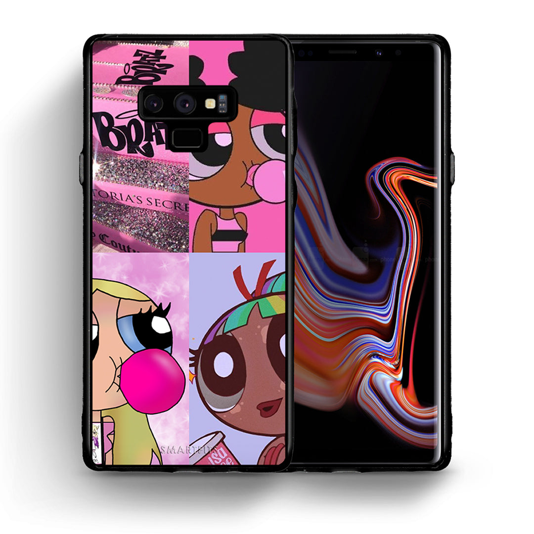 Θήκη Αγίου Βαλεντίνου Samsung Note 9 Bubble Girls από τη Smartfits με σχέδιο στο πίσω μέρος και μαύρο περίβλημα | Samsung Note 9 Bubble Girls case with colorful back and black bezels