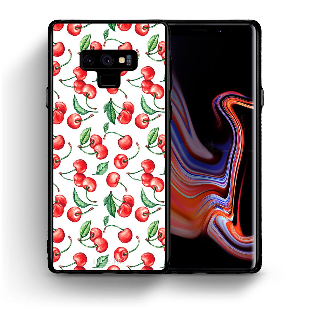 Θήκη Samsung Note 9 Cherry Summer από τη Smartfits με σχέδιο στο πίσω μέρος και μαύρο περίβλημα | Samsung Note 9 Cherry Summer case with colorful back and black bezels