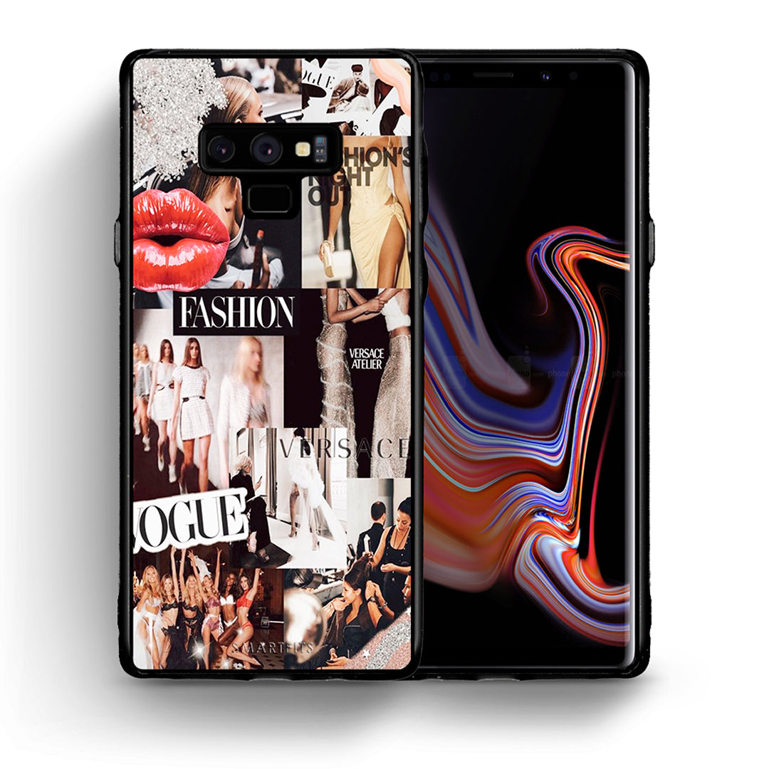 Θήκη Αγίου Βαλεντίνου Samsung Note 9 Collage Fashion από τη Smartfits με σχέδιο στο πίσω μέρος και μαύρο περίβλημα | Samsung Note 9 Collage Fashion case with colorful back and black bezels