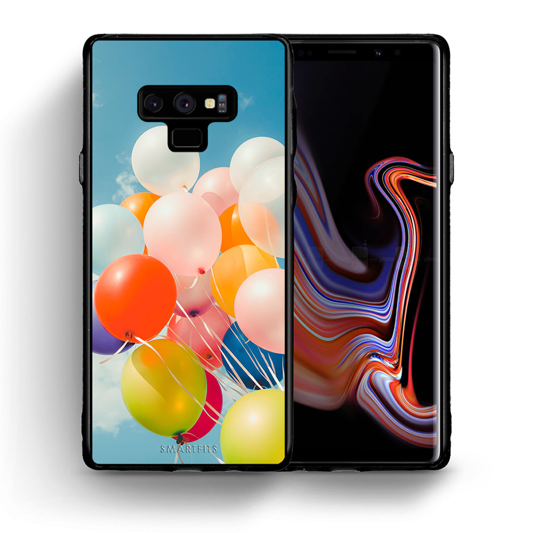 Θήκη Samsung Note 9 Colorful Balloons από τη Smartfits με σχέδιο στο πίσω μέρος και μαύρο περίβλημα | Samsung Note 9 Colorful Balloons case with colorful back and black bezels