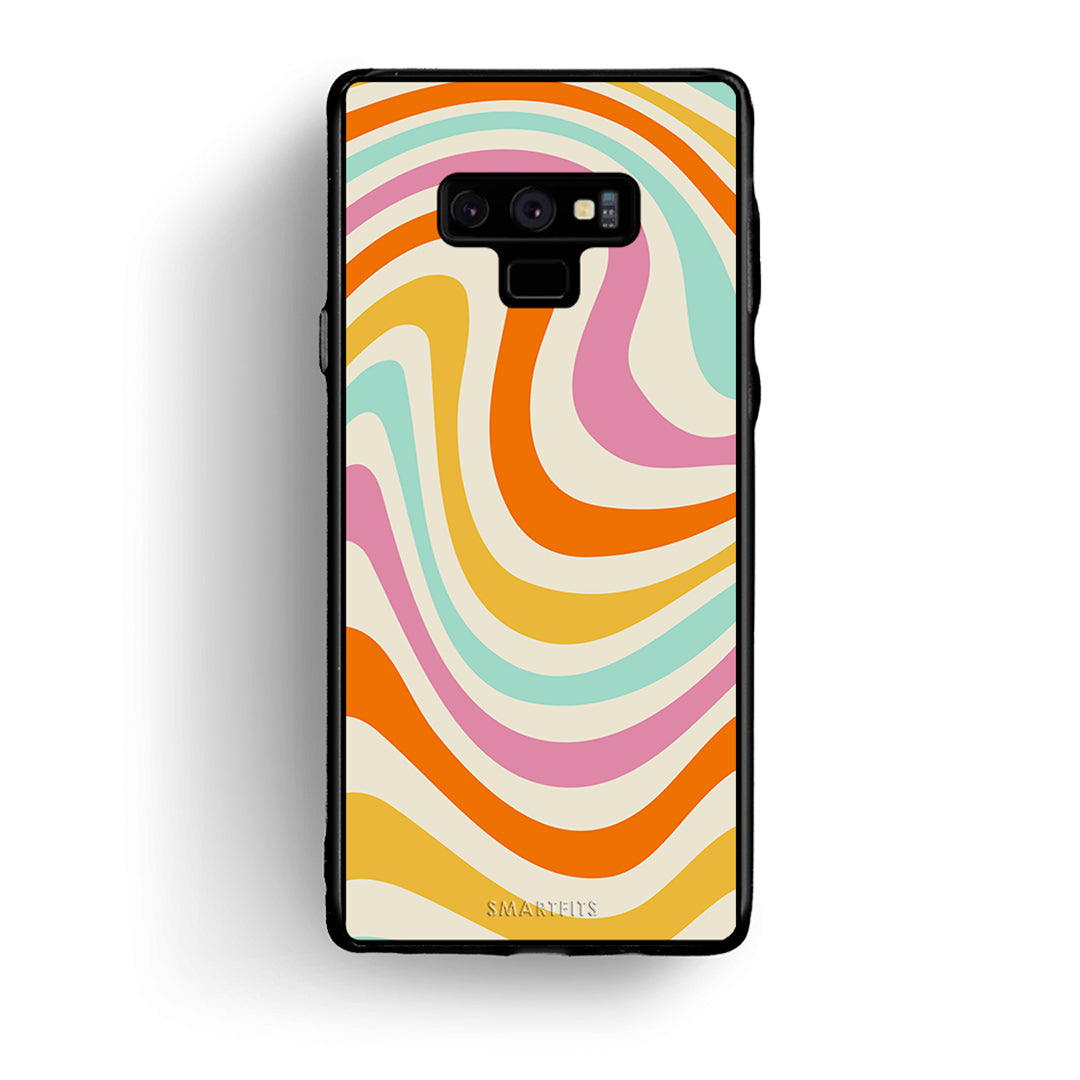 samsung note 9 Colourful Waves θήκη από τη Smartfits με σχέδιο στο πίσω μέρος και μαύρο περίβλημα | Smartphone case with colorful back and black bezels by Smartfits