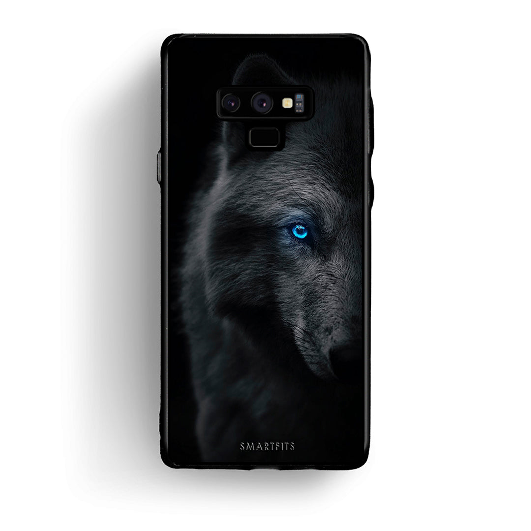 samsung note 9 Dark Wolf θήκη από τη Smartfits με σχέδιο στο πίσω μέρος και μαύρο περίβλημα | Smartphone case with colorful back and black bezels by Smartfits