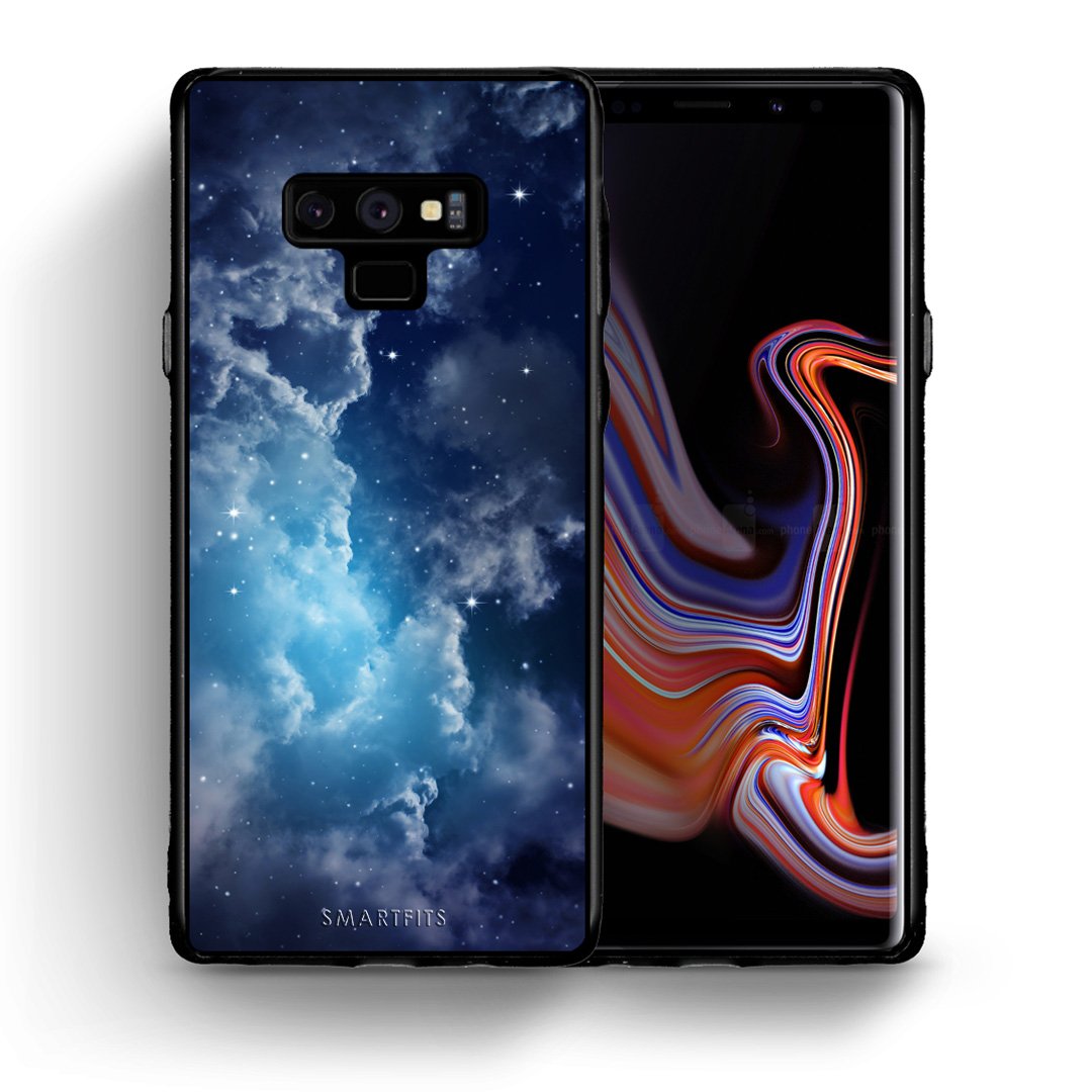 Θήκη Samsung Note 9 Blue Sky Galaxy από τη Smartfits με σχέδιο στο πίσω μέρος και μαύρο περίβλημα | Samsung Note 9 Blue Sky Galaxy case with colorful back and black bezels