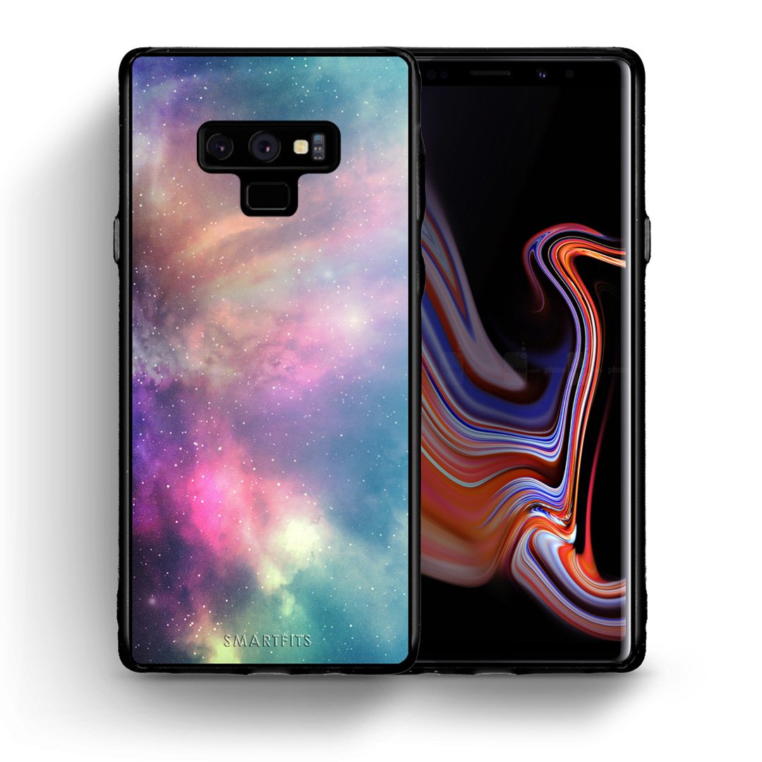 Θήκη Samsung Note 9 Rainbow Galaxy από τη Smartfits με σχέδιο στο πίσω μέρος και μαύρο περίβλημα | Samsung Note 9 Rainbow Galaxy case with colorful back and black bezels