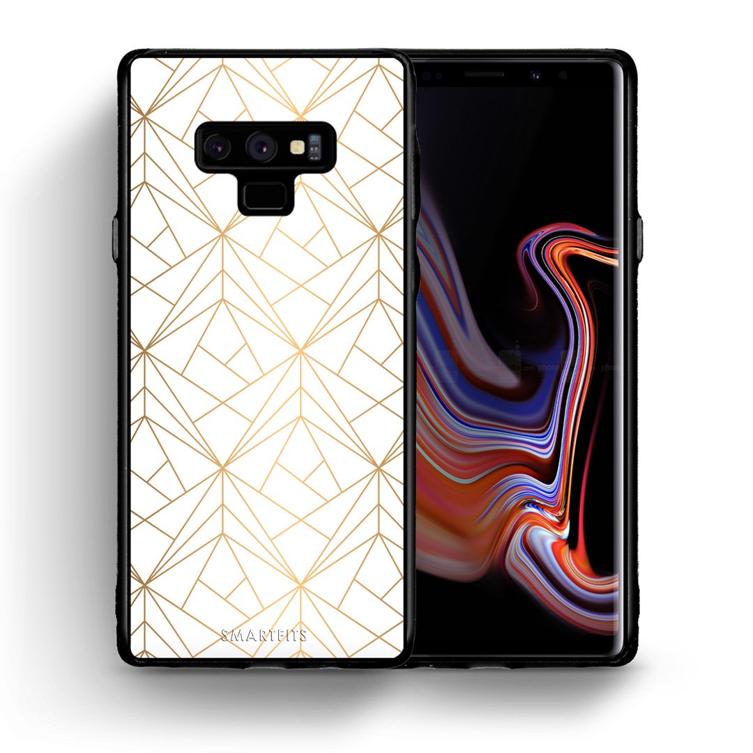 Θήκη Samsung Note 9 Luxury White Geometric από τη Smartfits με σχέδιο στο πίσω μέρος και μαύρο περίβλημα | Samsung Note 9 Luxury White Geometric case with colorful back and black bezels