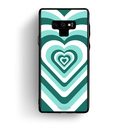 samsung note 9 Green Hearts θήκη από τη Smartfits με σχέδιο στο πίσω μέρος και μαύρο περίβλημα | Smartphone case with colorful back and black bezels by Smartfits