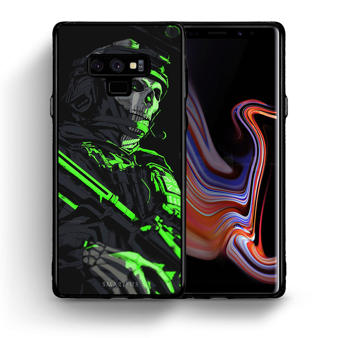 Θήκη Αγίου Βαλεντίνου Samsung Note 9 Green Soldier από τη Smartfits με σχέδιο στο πίσω μέρος και μαύρο περίβλημα | Samsung Note 9 Green Soldier case with colorful back and black bezels