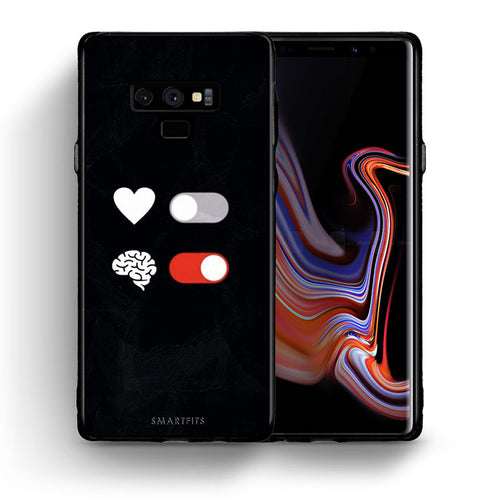 Θήκη Αγίου Βαλεντίνου Samsung Note 9 Heart Vs Brain από τη Smartfits με σχέδιο στο πίσω μέρος και μαύρο περίβλημα | Samsung Note 9 Heart Vs Brain case with colorful back and black bezels