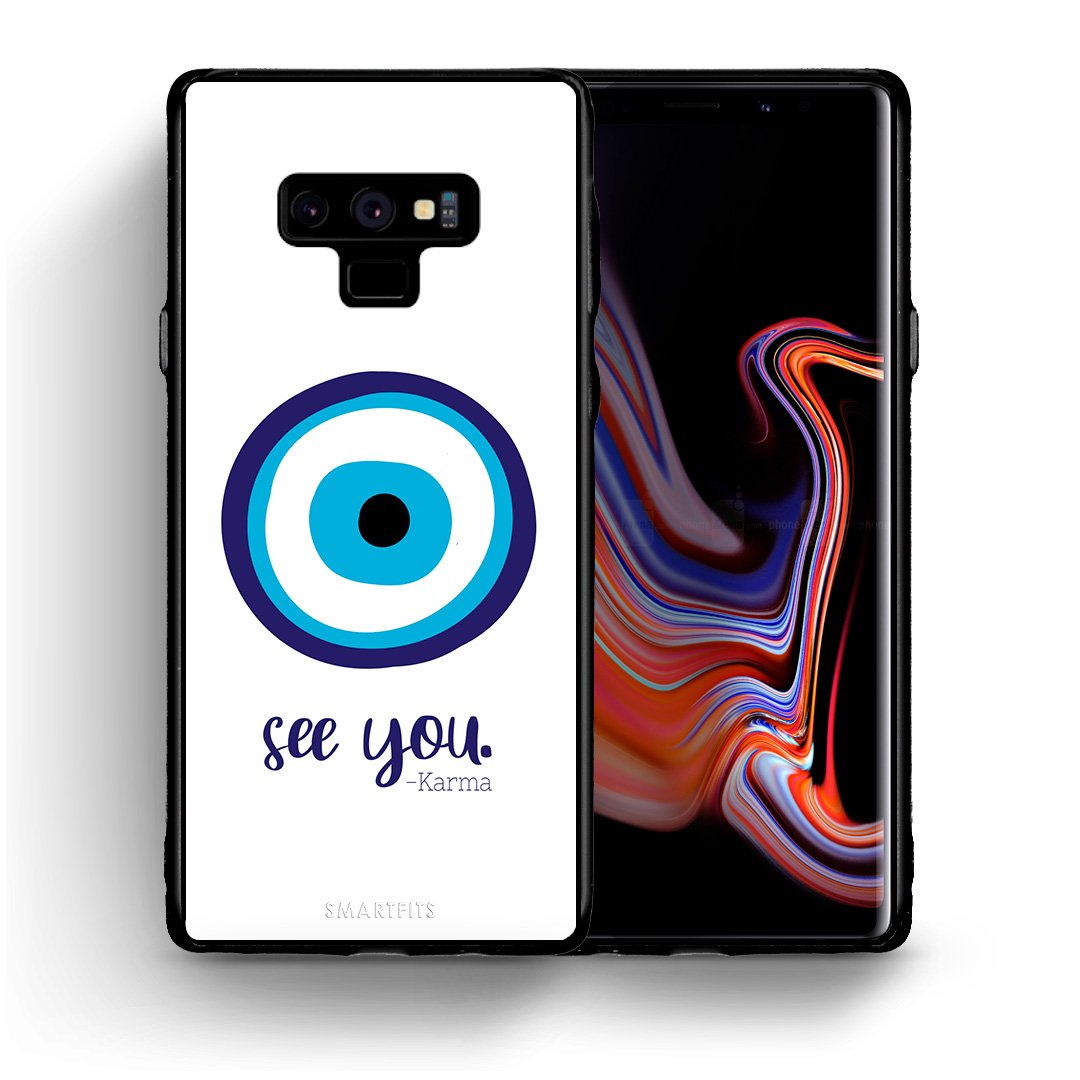 Θήκη Samsung Note 9 Karma Says από τη Smartfits με σχέδιο στο πίσω μέρος και μαύρο περίβλημα | Samsung Note 9 Karma Says case with colorful back and black bezels
