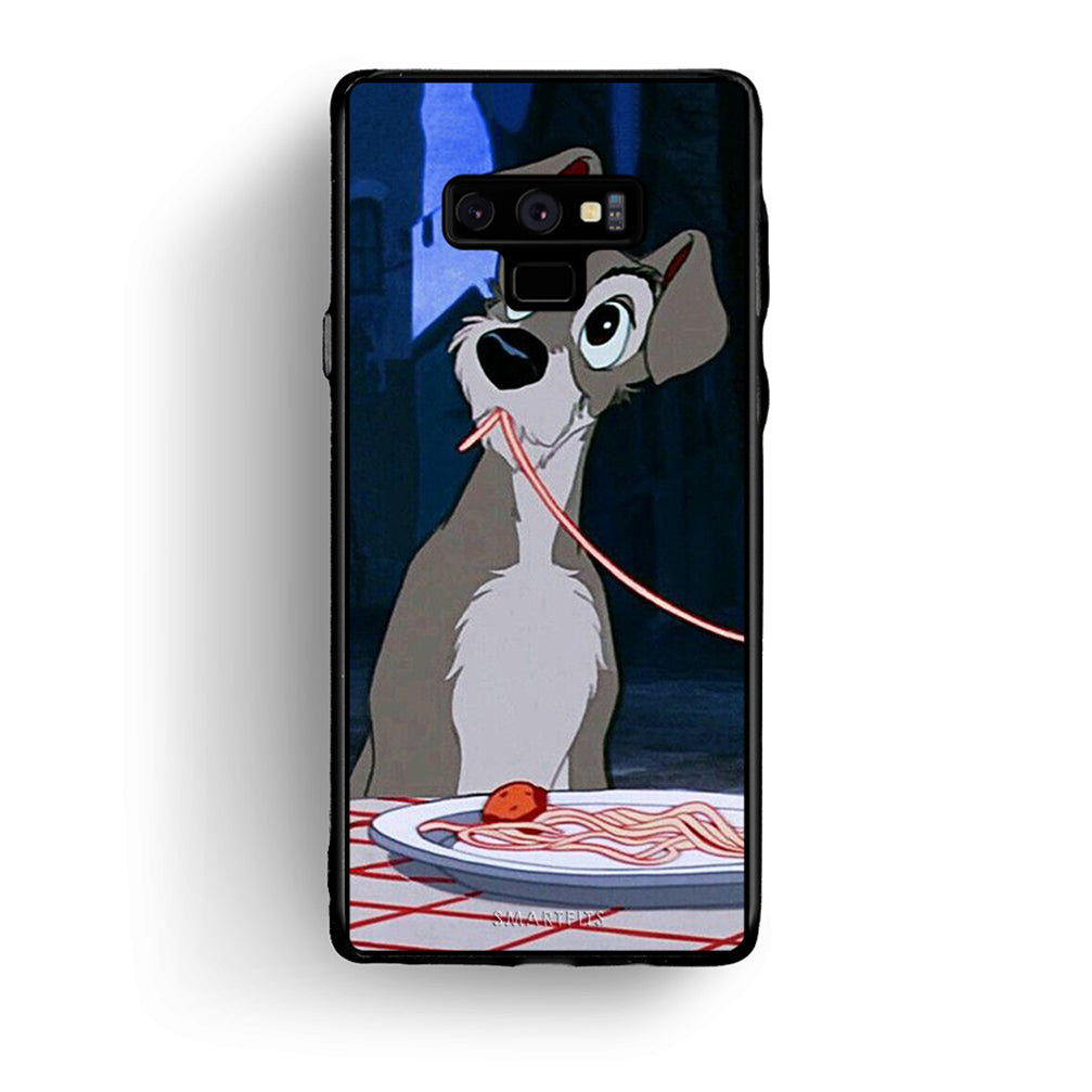 samsung note 9 Lady And Tramp 1 Θήκη Αγίου Βαλεντίνου από τη Smartfits με σχέδιο στο πίσω μέρος και μαύρο περίβλημα | Smartphone case with colorful back and black bezels by Smartfits