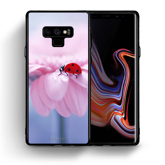 Θήκη Samsung Note 9 Ladybug Flower από τη Smartfits με σχέδιο στο πίσω μέρος και μαύρο περίβλημα | Samsung Note 9 Ladybug Flower case with colorful back and black bezels