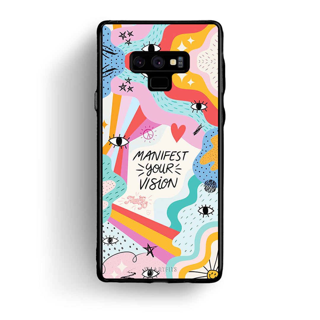 samsung note 9 Manifest Your Vision θήκη από τη Smartfits με σχέδιο στο πίσω μέρος και μαύρο περίβλημα | Smartphone case with colorful back and black bezels by Smartfits