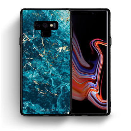Θήκη Samsung Note 9 Marble Blue από τη Smartfits με σχέδιο στο πίσω μέρος και μαύρο περίβλημα | Samsung Note 9 Marble Blue case with colorful back and black bezels