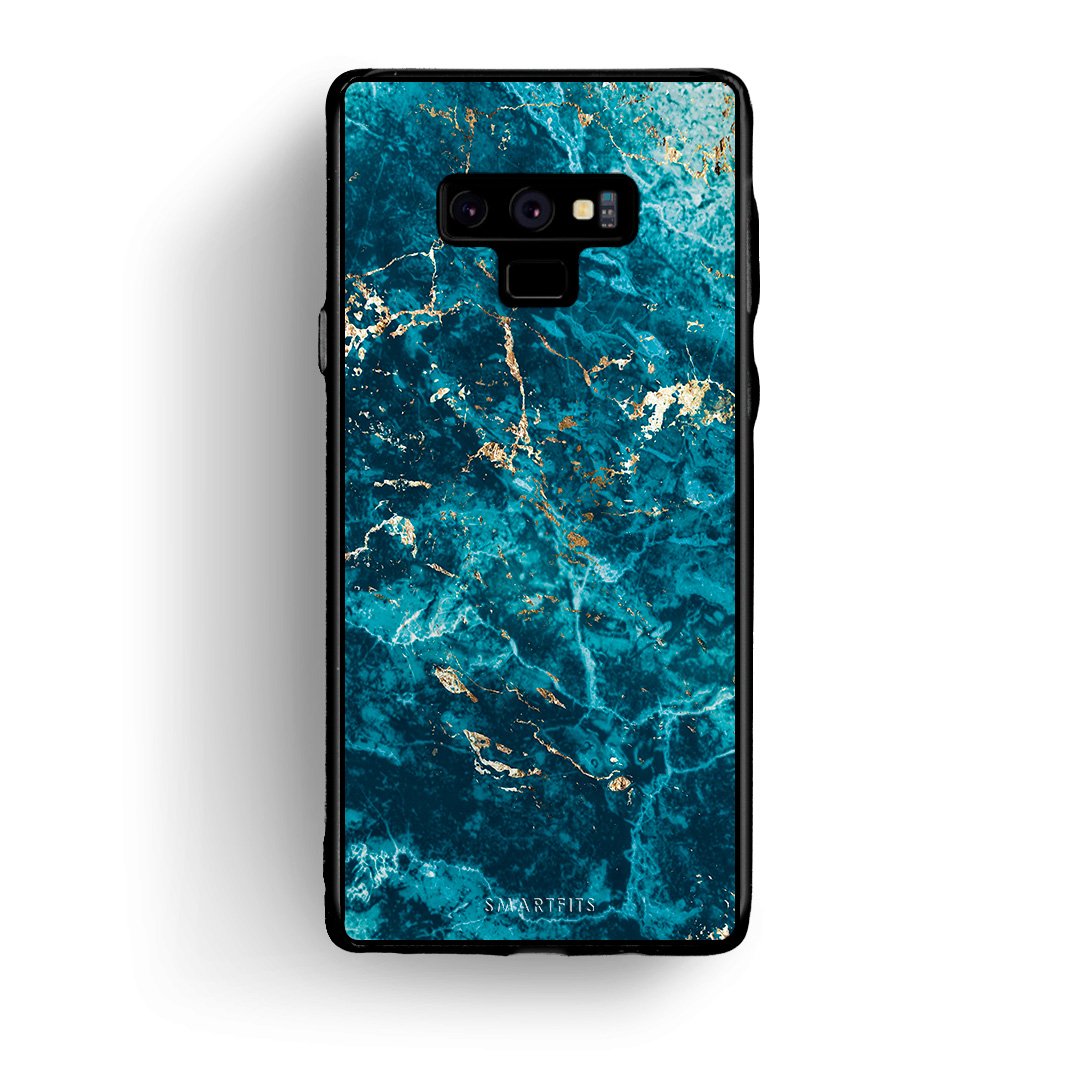 samsung note 9 Marble Blue θήκη από τη Smartfits με σχέδιο στο πίσω μέρος και μαύρο περίβλημα | Smartphone case with colorful back and black bezels by Smartfits