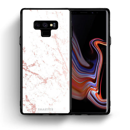 Θήκη Samsung Note 9 Pink Splash Marble από τη Smartfits με σχέδιο στο πίσω μέρος και μαύρο περίβλημα | Samsung Note 9 Pink Splash Marble case with colorful back and black bezels