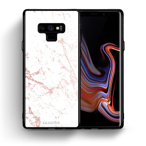 Θήκη Samsung Note 9 Pink Splash Marble από τη Smartfits με σχέδιο στο πίσω μέρος και μαύρο περίβλημα | Samsung Note 9 Pink Splash Marble case with colorful back and black bezels