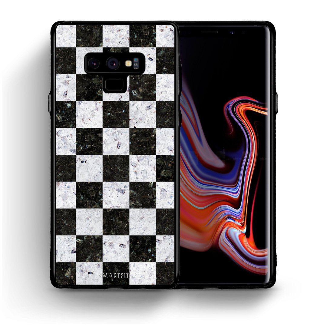 Θήκη Samsung Note 9 Square Geometric Marble από τη Smartfits με σχέδιο στο πίσω μέρος και μαύρο περίβλημα | Samsung Note 9 Square Geometric Marble case with colorful back and black bezels