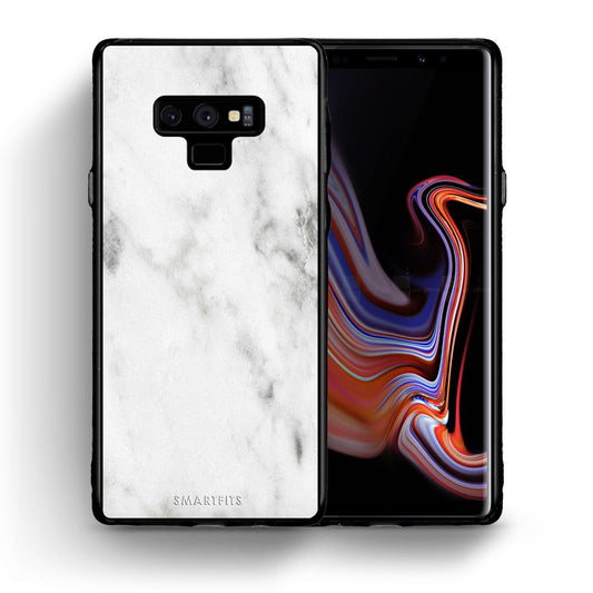 Θήκη Samsung Note 9 White Marble από τη Smartfits με σχέδιο στο πίσω μέρος και μαύρο περίβλημα | Samsung Note 9 White Marble case with colorful back and black bezels