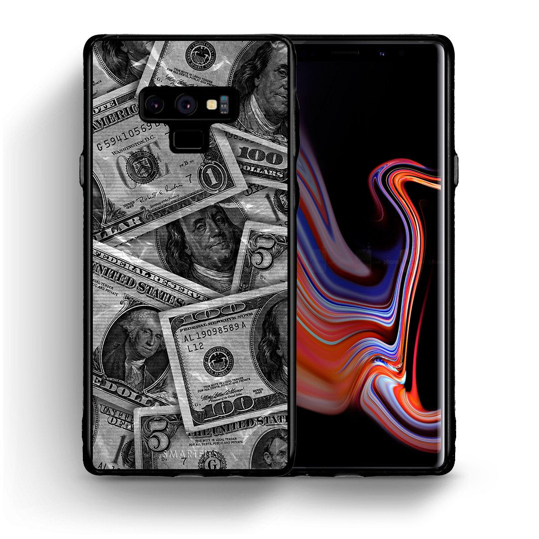 Θήκη Samsung Note 9 Money Dollars από τη Smartfits με σχέδιο στο πίσω μέρος και μαύρο περίβλημα | Samsung Note 9 Money Dollars case with colorful back and black bezels