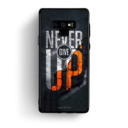 samsung note 9 Never Give Up Θήκη Αγίου Βαλεντίνου από τη Smartfits με σχέδιο στο πίσω μέρος και μαύρο περίβλημα | Smartphone case with colorful back and black bezels by Smartfits