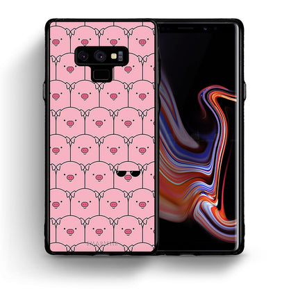 Θήκη Samsung Note 9 Pig Glasses από τη Smartfits με σχέδιο στο πίσω μέρος και μαύρο περίβλημα | Samsung Note 9 Pig Glasses case with colorful back and black bezels