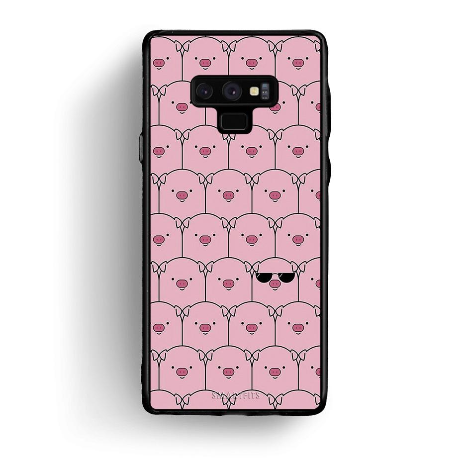 samsung note 9 Pig Glasses θήκη από τη Smartfits με σχέδιο στο πίσω μέρος και μαύρο περίβλημα | Smartphone case with colorful back and black bezels by Smartfits
