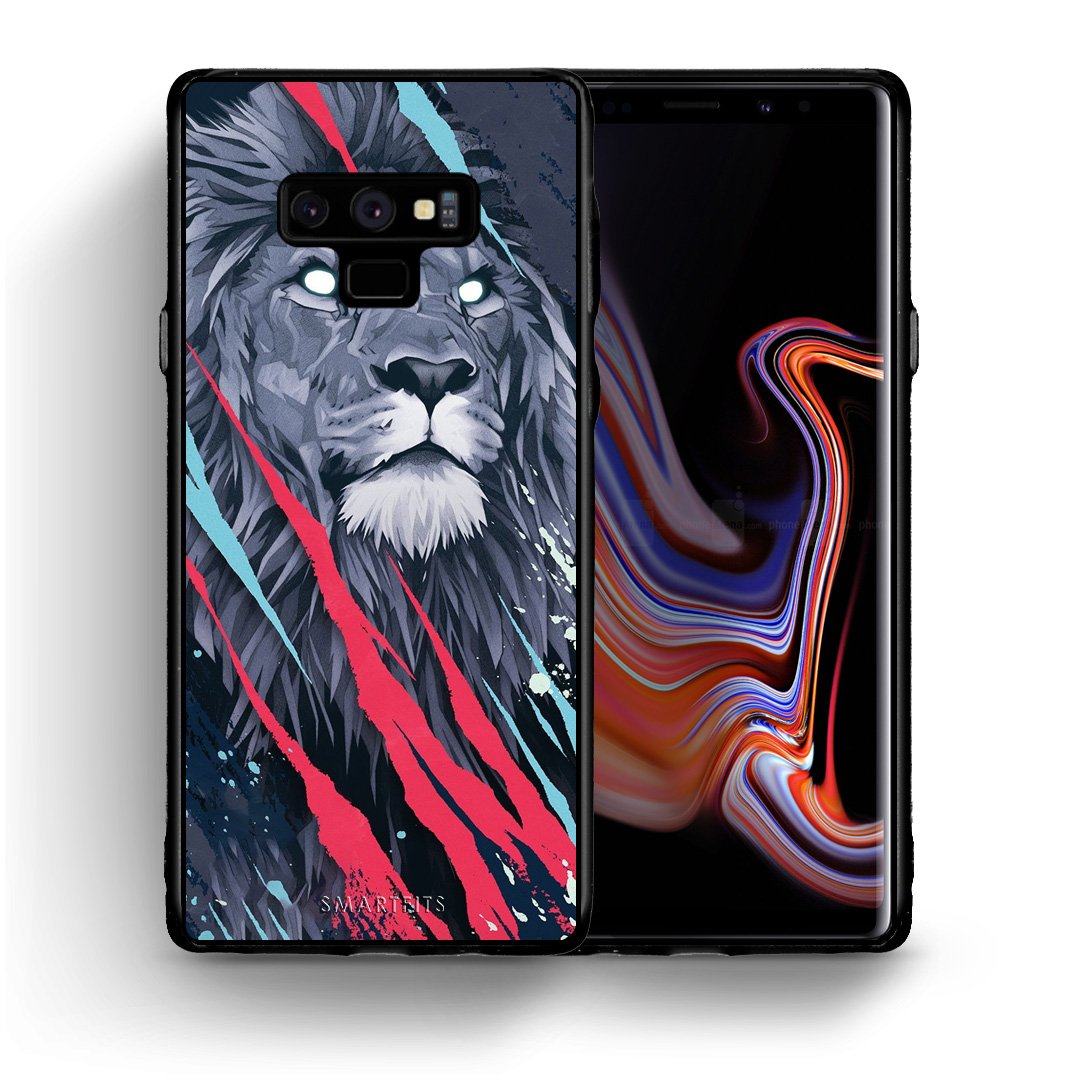 Θήκη Samsung Note 9 Lion Designer PopArt από τη Smartfits με σχέδιο στο πίσω μέρος και μαύρο περίβλημα | Samsung Note 9 Lion Designer PopArt case with colorful back and black bezels