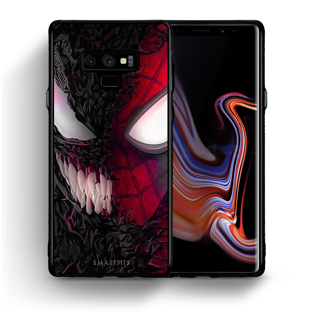 Θήκη Samsung Note 9 SpiderVenom PopArt από τη Smartfits με σχέδιο στο πίσω μέρος και μαύρο περίβλημα | Samsung Note 9 SpiderVenom PopArt case with colorful back and black bezels