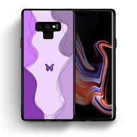 Thumbnail for Θήκη Αγίου Βαλεντίνου Samsung Note 9 Purple Mariposa από τη Smartfits με σχέδιο στο πίσω μέρος και μαύρο περίβλημα | Samsung Note 9 Purple Mariposa case with colorful back and black bezels