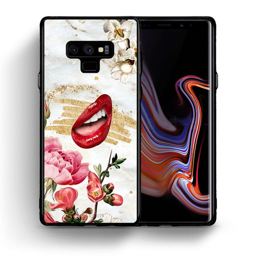 Θήκη Samsung Note 9 Red Lips από τη Smartfits με σχέδιο στο πίσω μέρος και μαύρο περίβλημα | Samsung Note 9 Red Lips case with colorful back and black bezels