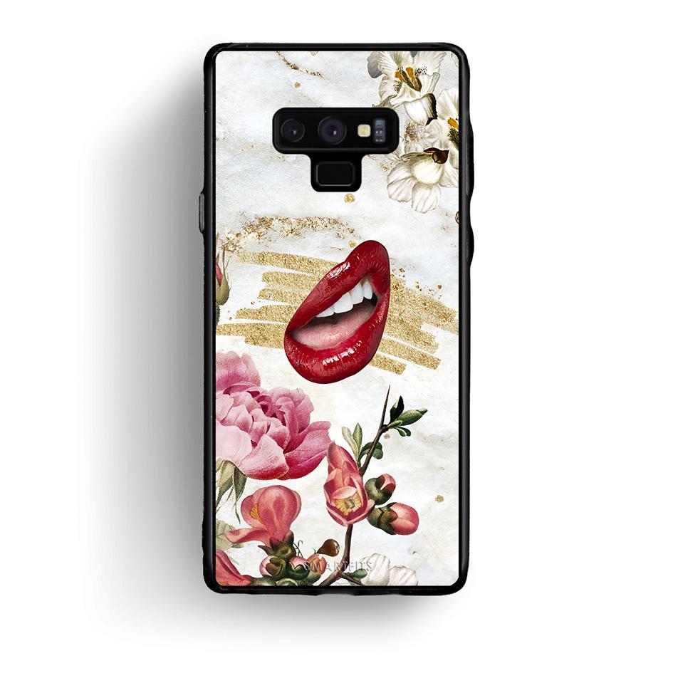 samsung note 9 Red Lips θήκη από τη Smartfits με σχέδιο στο πίσω μέρος και μαύρο περίβλημα | Smartphone case with colorful back and black bezels by Smartfits