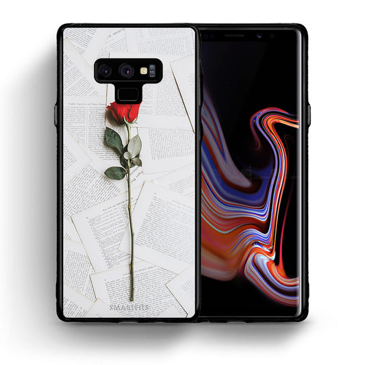 Θήκη Samsung Note 9 Red Rose από τη Smartfits με σχέδιο στο πίσω μέρος και μαύρο περίβλημα | Samsung Note 9 Red Rose case with colorful back and black bezels