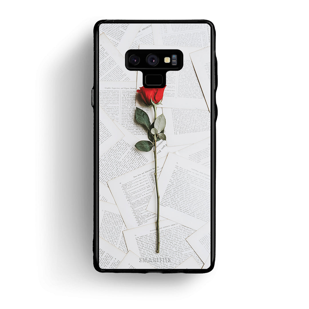 samsung note 9 Red Rose θήκη από τη Smartfits με σχέδιο στο πίσω μέρος και μαύρο περίβλημα | Smartphone case with colorful back and black bezels by Smartfits