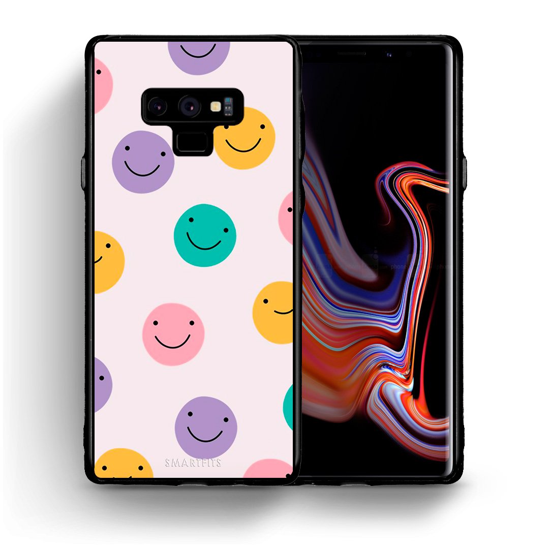 Θήκη Samsung Note 9 Smiley Faces από τη Smartfits με σχέδιο στο πίσω μέρος και μαύρο περίβλημα | Samsung Note 9 Smiley Faces case with colorful back and black bezels