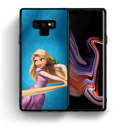Θήκη Αγίου Βαλεντίνου Samsung Note 9 Tangled 2 από τη Smartfits με σχέδιο στο πίσω μέρος και μαύρο περίβλημα | Samsung Note 9 Tangled 2 case with colorful back and black bezels