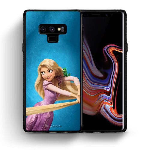 Θήκη Αγίου Βαλεντίνου Samsung Note 9 Tangled 2 από τη Smartfits με σχέδιο στο πίσω μέρος και μαύρο περίβλημα | Samsung Note 9 Tangled 2 case with colorful back and black bezels