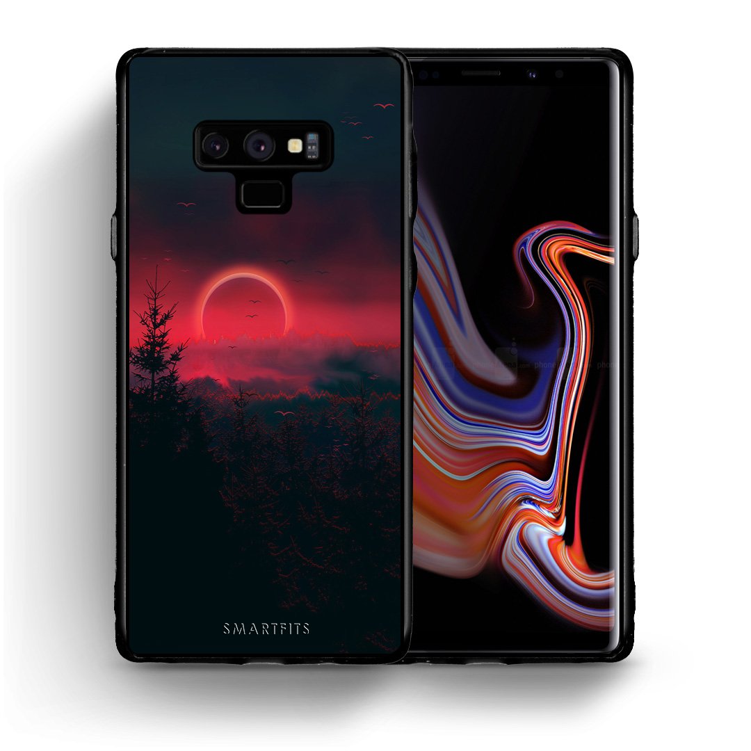 Θήκη Samsung Note 9 Sunset Tropic από τη Smartfits με σχέδιο στο πίσω μέρος και μαύρο περίβλημα | Samsung Note 9 Sunset Tropic case with colorful back and black bezels